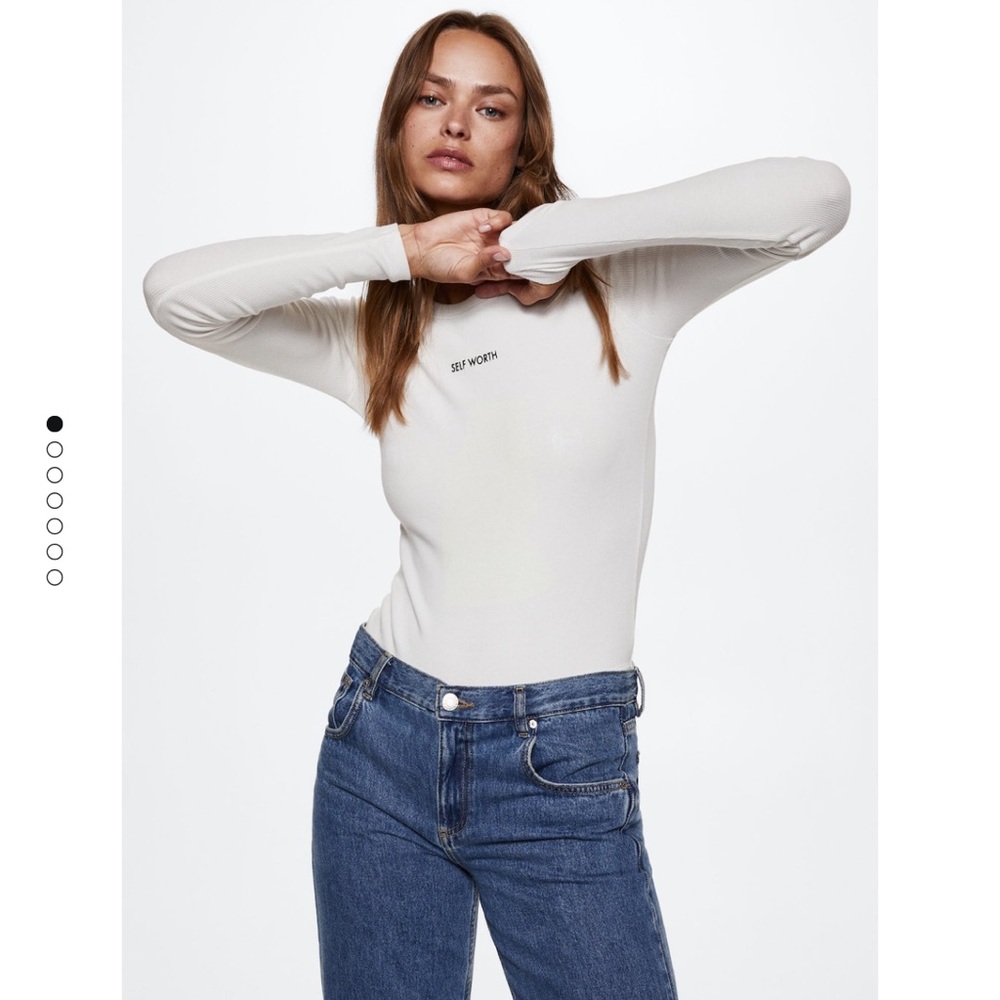 NWT Mango White Long Sleeve Bodysuit